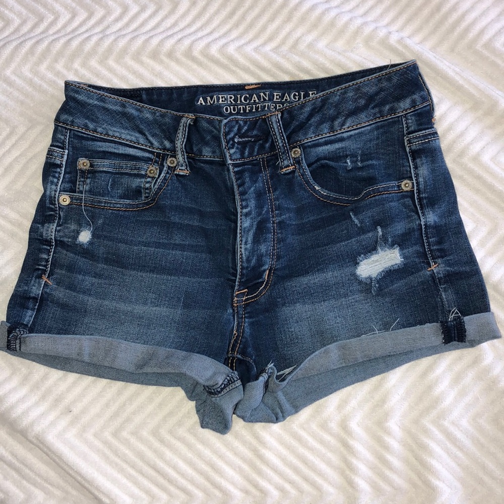 Dark Denim High Waisted Shorts